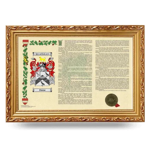 Preese Armorial Landscape Framed - Gold