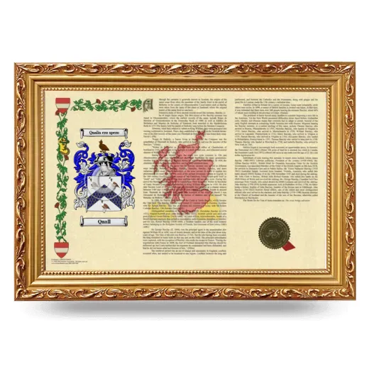 Quall Armorial Landscape Framed - Gold
