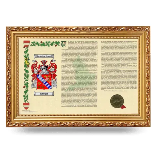 Raleigh Armorial Landscape Framed - Gold