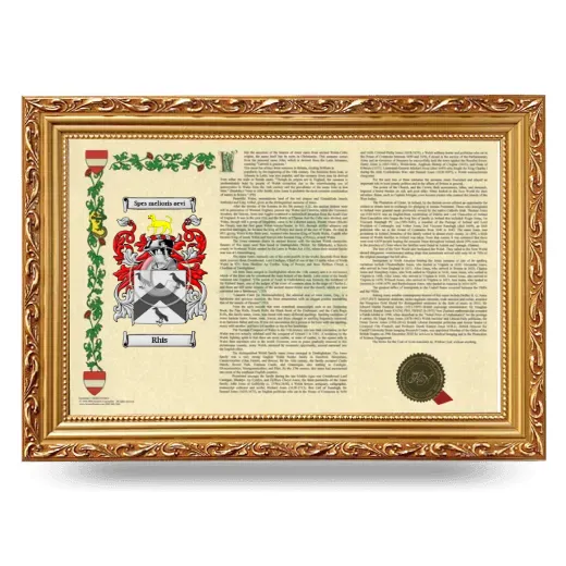 Rhis Armorial Landscape Framed - Gold