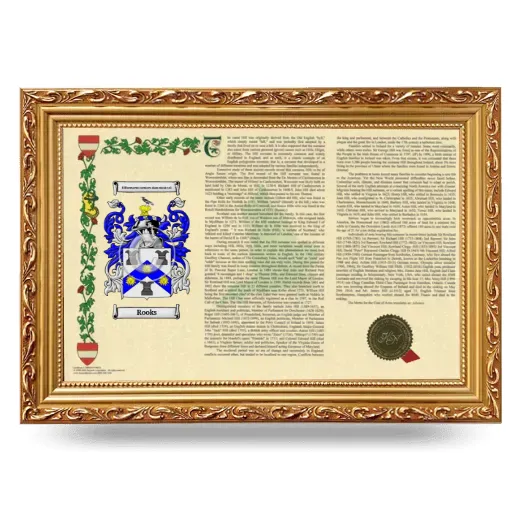 Rooks Armorial Landscape Framed - Gold