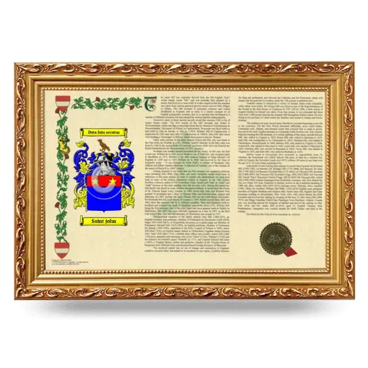 Saint john Armorial Landscape Framed - Gold