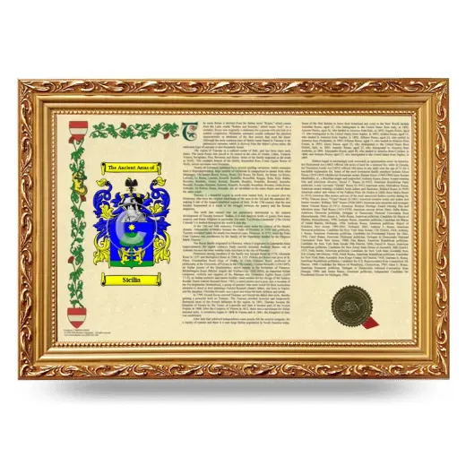 Sicilia Armorial Landscape Framed - Gold