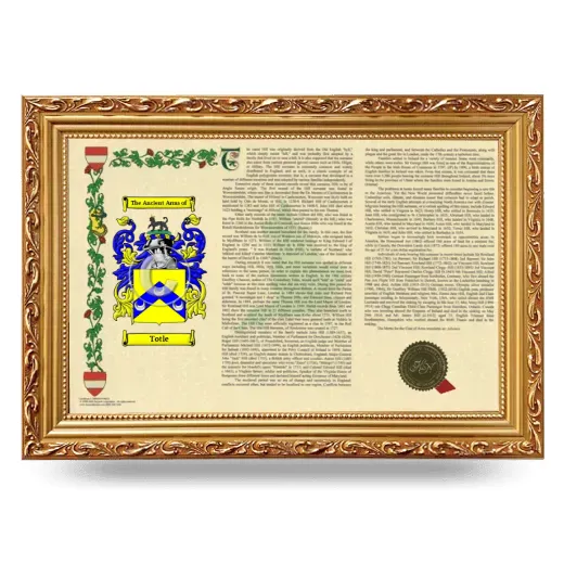 Totle Armorial Landscape Framed - Gold