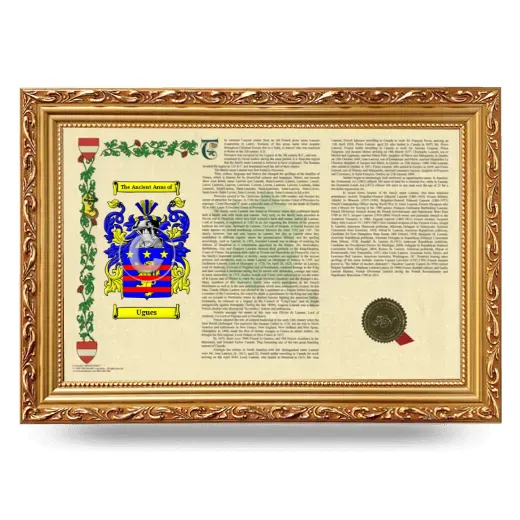Ugues Armorial Landscape Framed - Gold