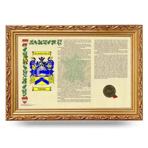 Valerian Armorial Landscape Framed - Gold