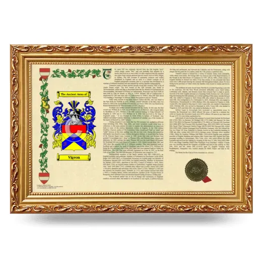 Vigeon Armorial Landscape Framed - Gold