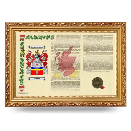 Vizard Armorial Landscape Framed - Gold