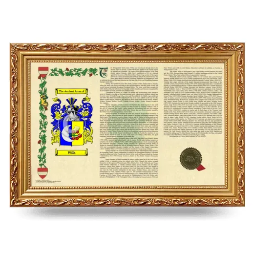 Wilk Armorial Landscape Framed - Gold