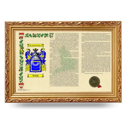 Wreaks Armorial Landscape Framed - Gold