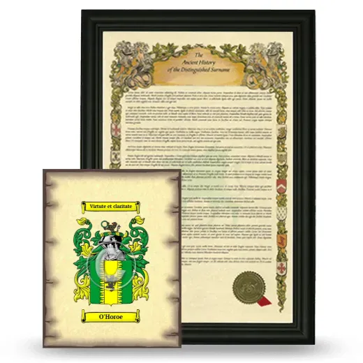 O'Horoe Framed History and Coat of Arms Print - Black