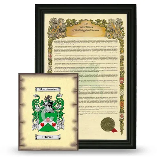 O'Kieran Framed History and Coat of Arms Print - Black