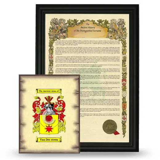 Van Der steen Framed History and Coat of Arms Print - Black