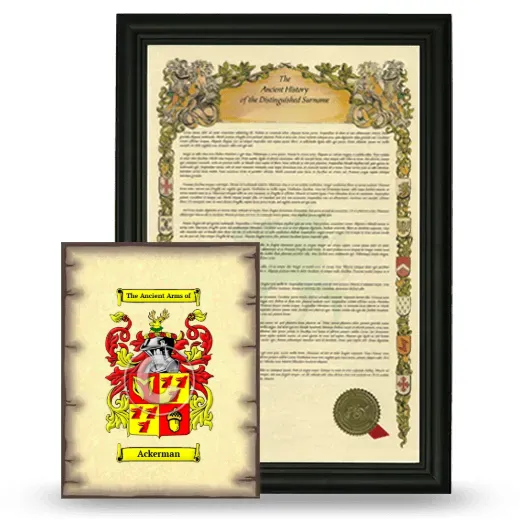 Ackerman Framed History and Coat of Arms Print - Black