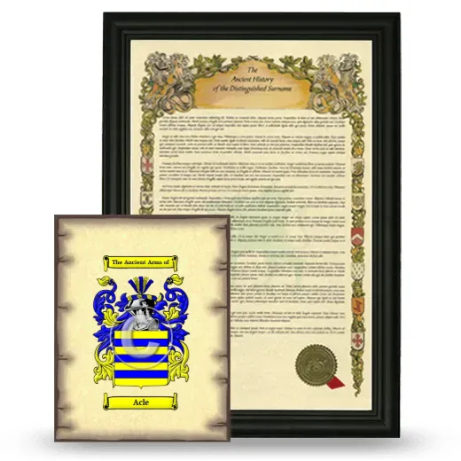 Acle Framed History and Coat of Arms Print - Black