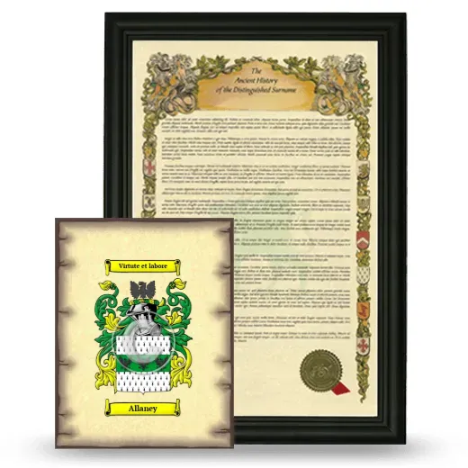 Allaney Framed History and Coat of Arms Print - Black