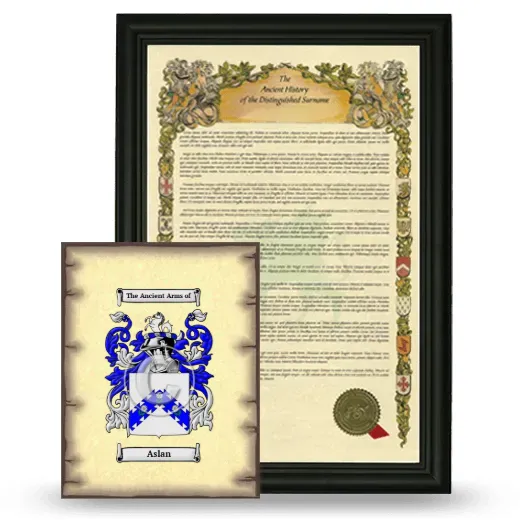 Aslan Framed History and Coat of Arms Print - Black