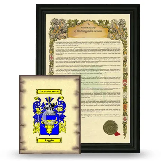 Baggio Framed History and Coat of Arms Print - Black