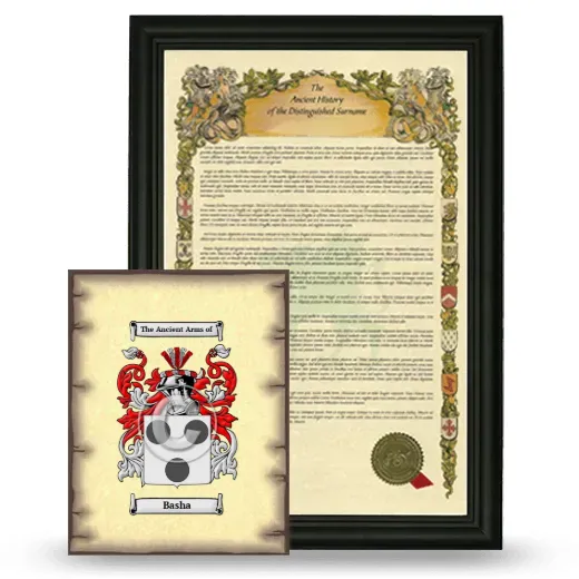 Basha Framed History and Coat of Arms Print - Black