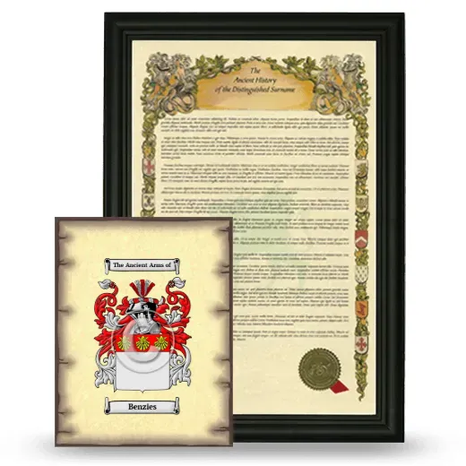 Benzies Framed History and Coat of Arms Print - Black