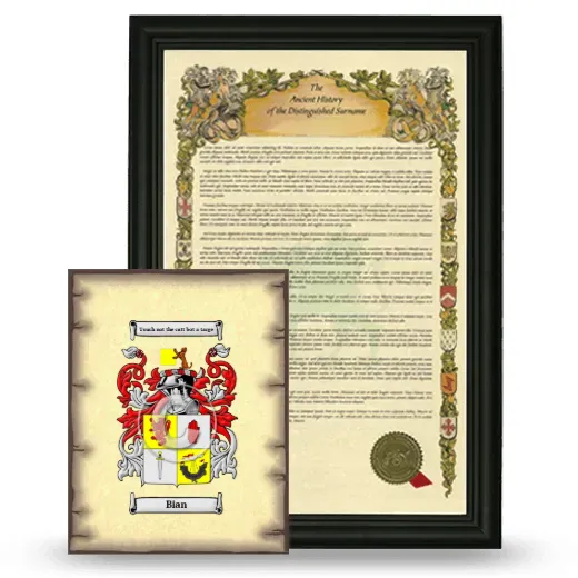 Bian Framed History and Coat of Arms Print - Black