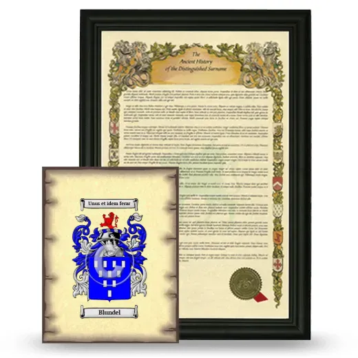 Blundel Framed History and Coat of Arms Print - Black