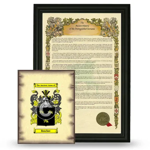 Boscher Framed History and Coat of Arms Print - Black