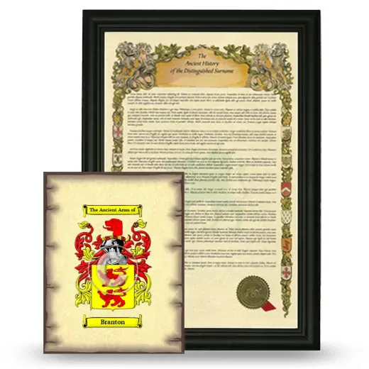 Branton Framed History and Coat of Arms Print - Black