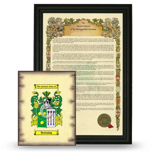 Brauning Framed History and Coat of Arms Print - Black