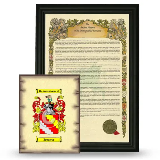 Brouwer Framed History and Coat of Arms Print - Black