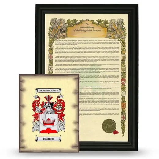 Bruzzese Framed History and Coat of Arms Print - Black