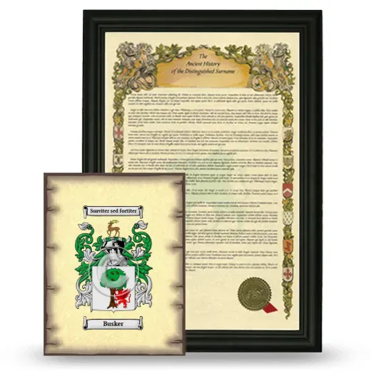 Busker Framed History and Coat of Arms Print - Black