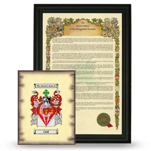 Caid Framed History and Coat of Arms Print - Black