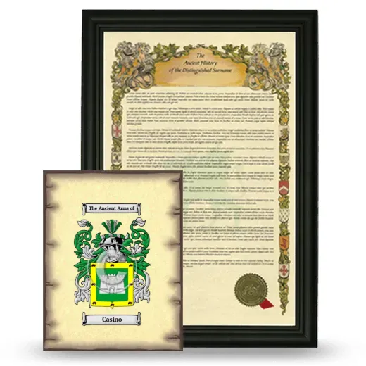 Casino Framed History and Coat of Arms Print - Black