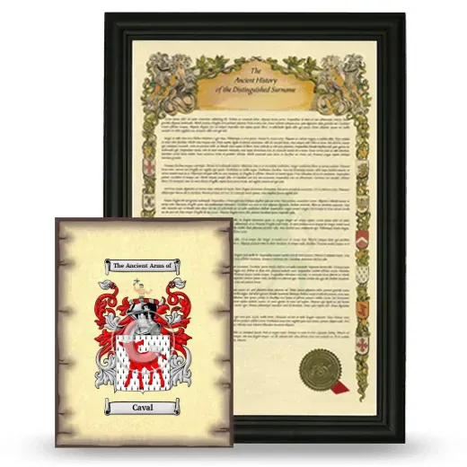 Caval Framed History and Coat of Arms Print - Black