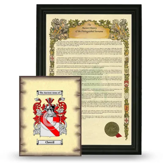 Cherril Framed History and Coat of Arms Print - Black