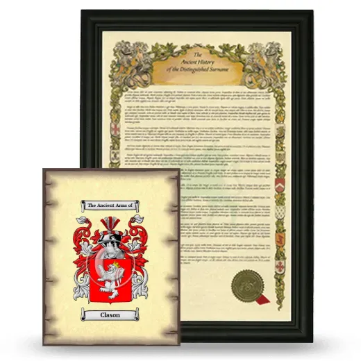 Clason Framed History and Coat of Arms Print - Black