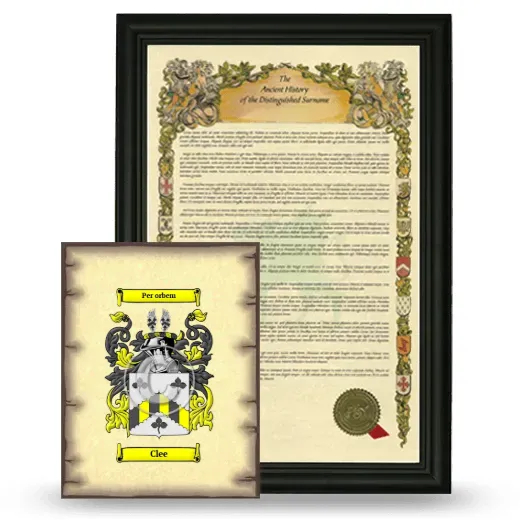 Clee Framed History and Coat of Arms Print - Black