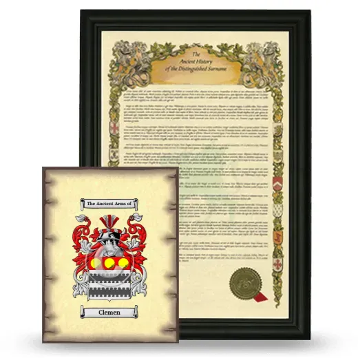 Clemen Framed History and Coat of Arms Print - Black
