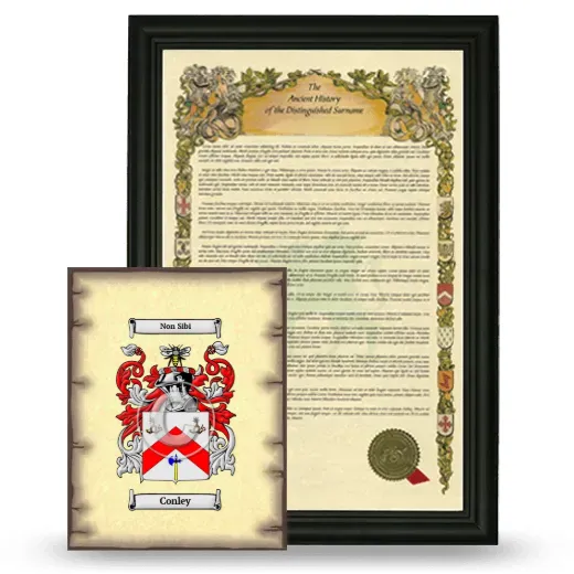 Conley Framed History and Coat of Arms Print - Black