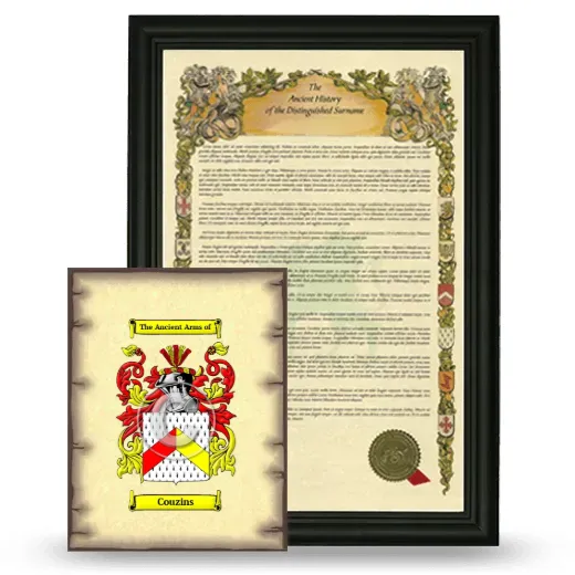 Couzins Framed History and Coat of Arms Print - Black