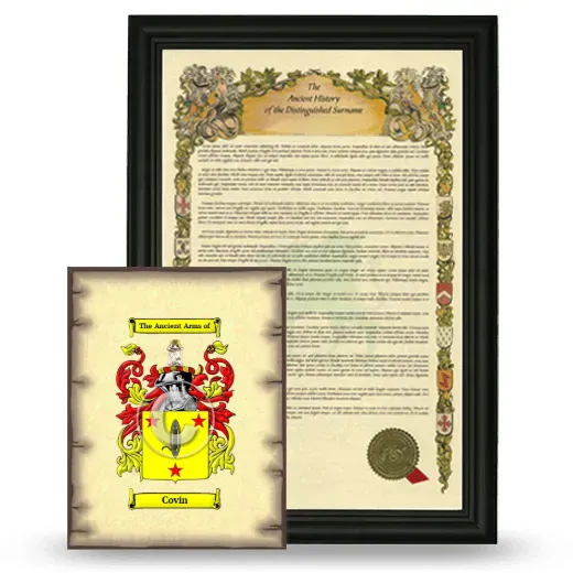 Covin Framed History and Coat of Arms Print - Black