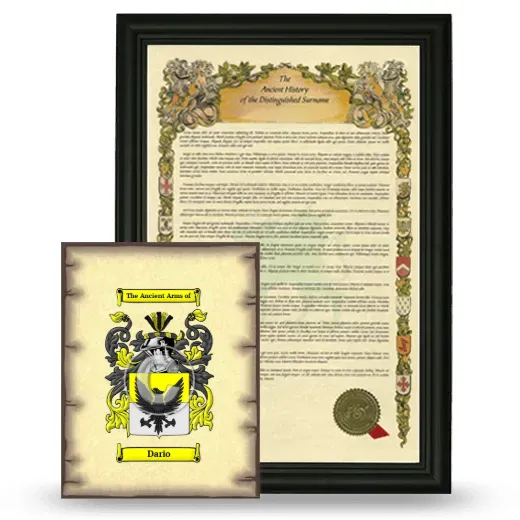 Dario Framed History and Coat of Arms Print - Black