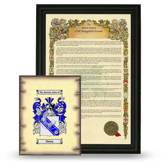 Dawn Framed History and Coat of Arms Print - Black