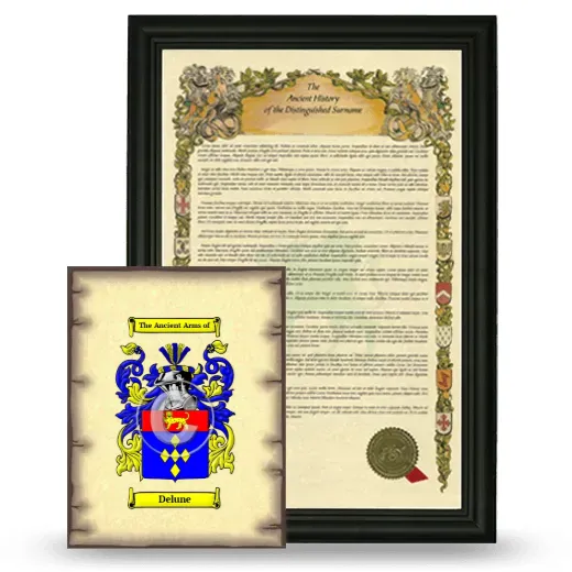 Delune Framed History and Coat of Arms Print - Black