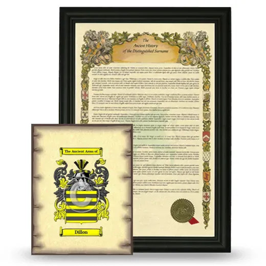 Dillon Framed History and Coat of Arms Print - Black