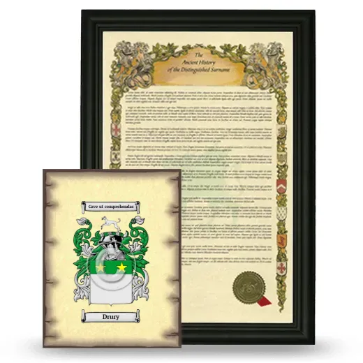 Drury Framed History and Coat of Arms Print - Black