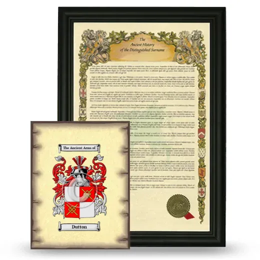 Dutton Framed History and Coat of Arms Print - Black