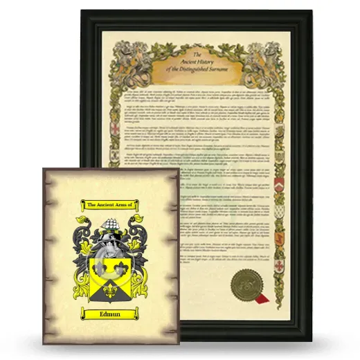 Edmun Framed History and Coat of Arms Print - Black