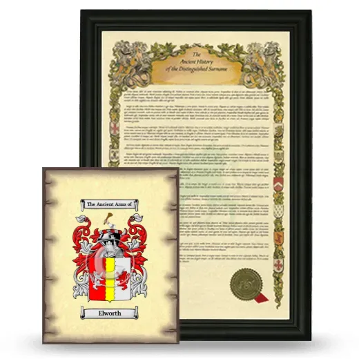 Elworth Framed History and Coat of Arms Print - Black
